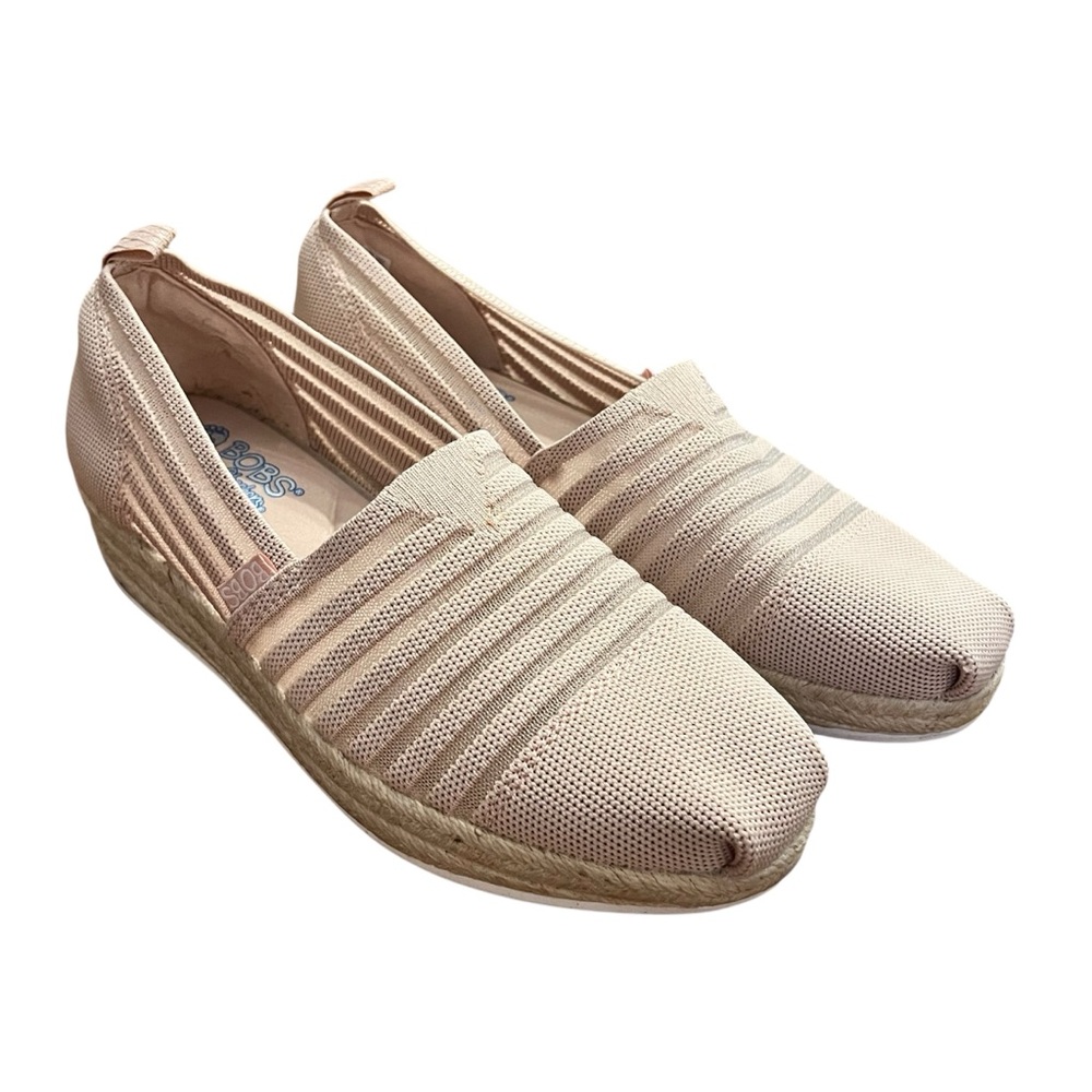 BOBS by Skechers Blush Pink Wedges Women’s Size 8 Memory Foam Slip On Shoes